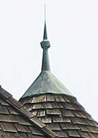 Mounted Copper Turret Finial with Patina