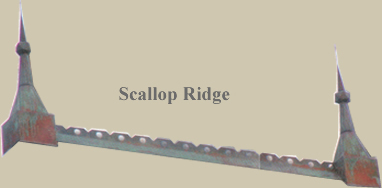 Copper Scallop Ridge with Standard  Gem Finials and Patina