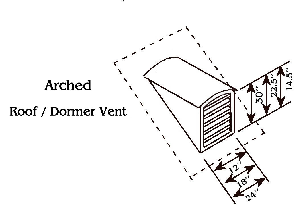 Arch Top Copper Roof Vent / Dormer Vent Drawing