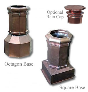 Copper Chimney Pots - Square and Octagon