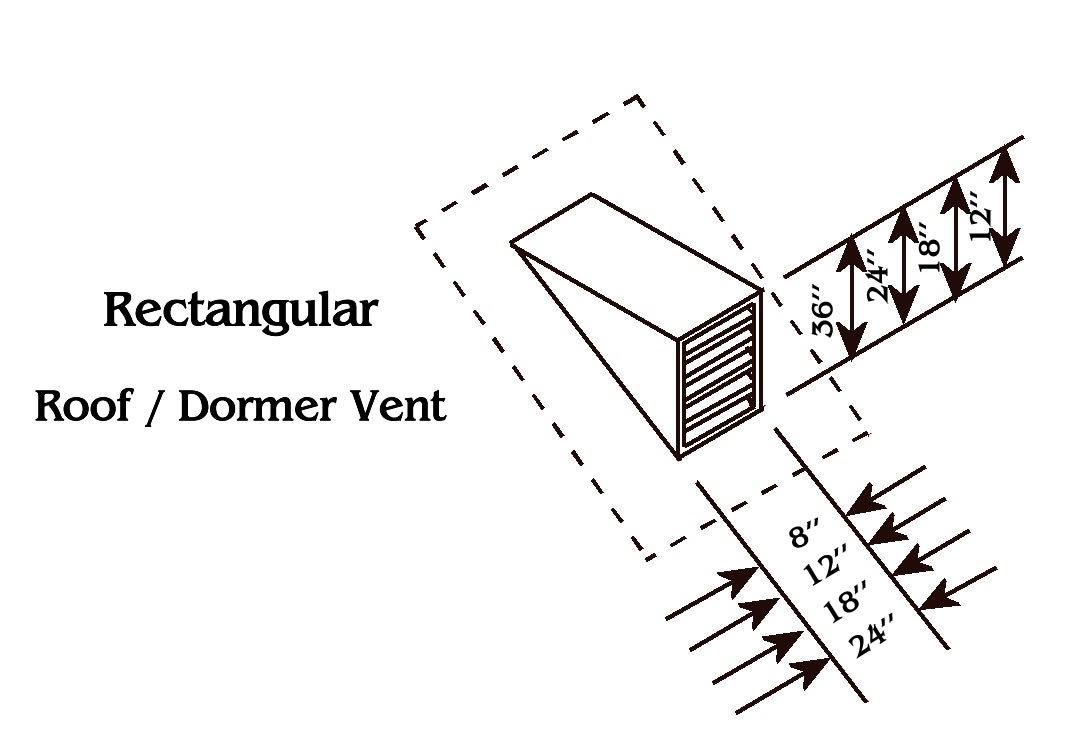 Rectangular Copper Roof Vent / Dormer Vent Drawing