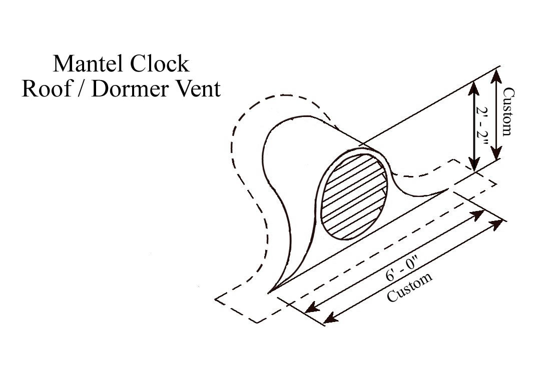 Mantel Clock Copper Roof Vent / Dormer Vent Drawing