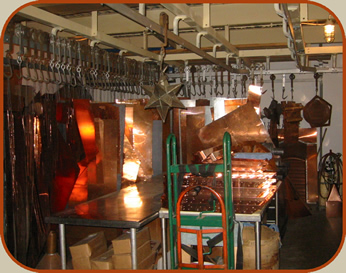 Warehouse of various copper items