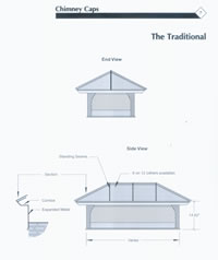 Signature Series Traditional Copper Chimney Cap Drawing